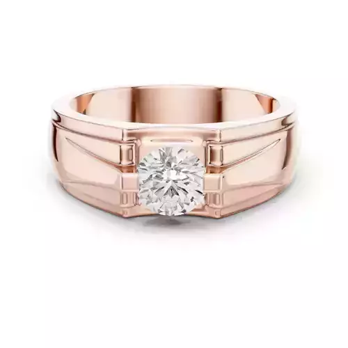 Solitaire Round Cut Diamond Mens Engagement Ring 3DM STL Video