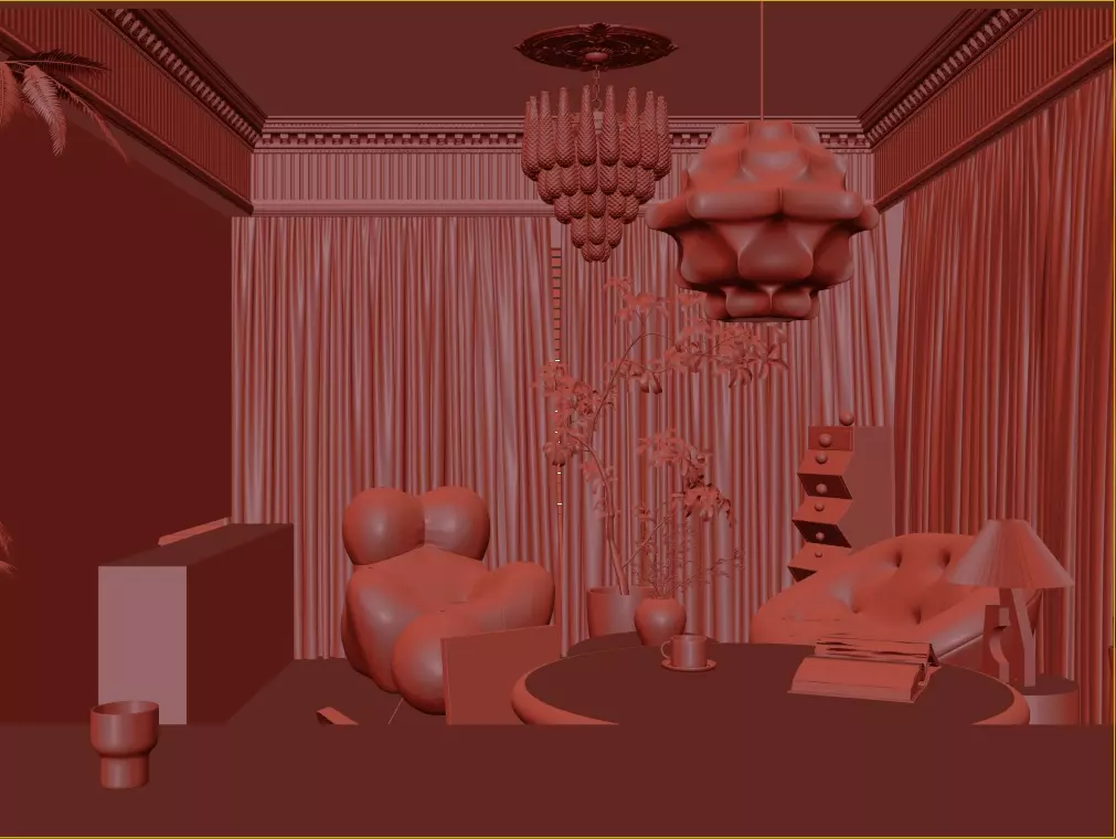 Parisian interior scene 3D model_6