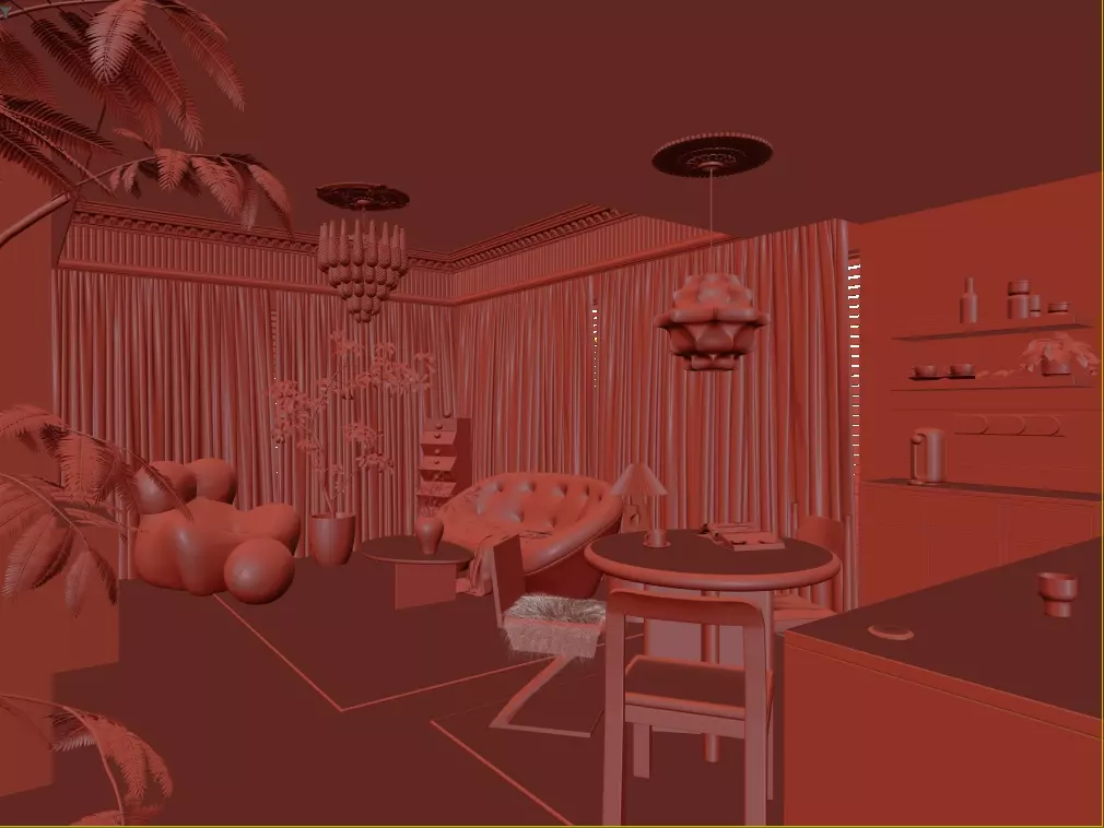 Parisian interior scene 3D model_4