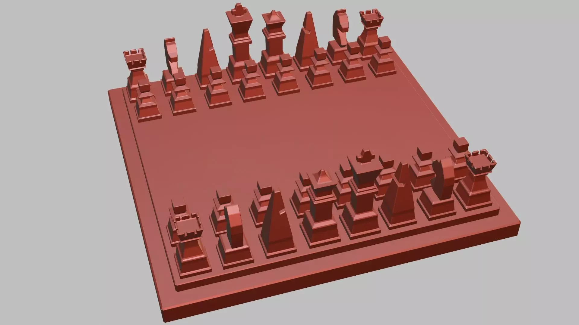 Modern Minimalist Chess Set 3D model_10