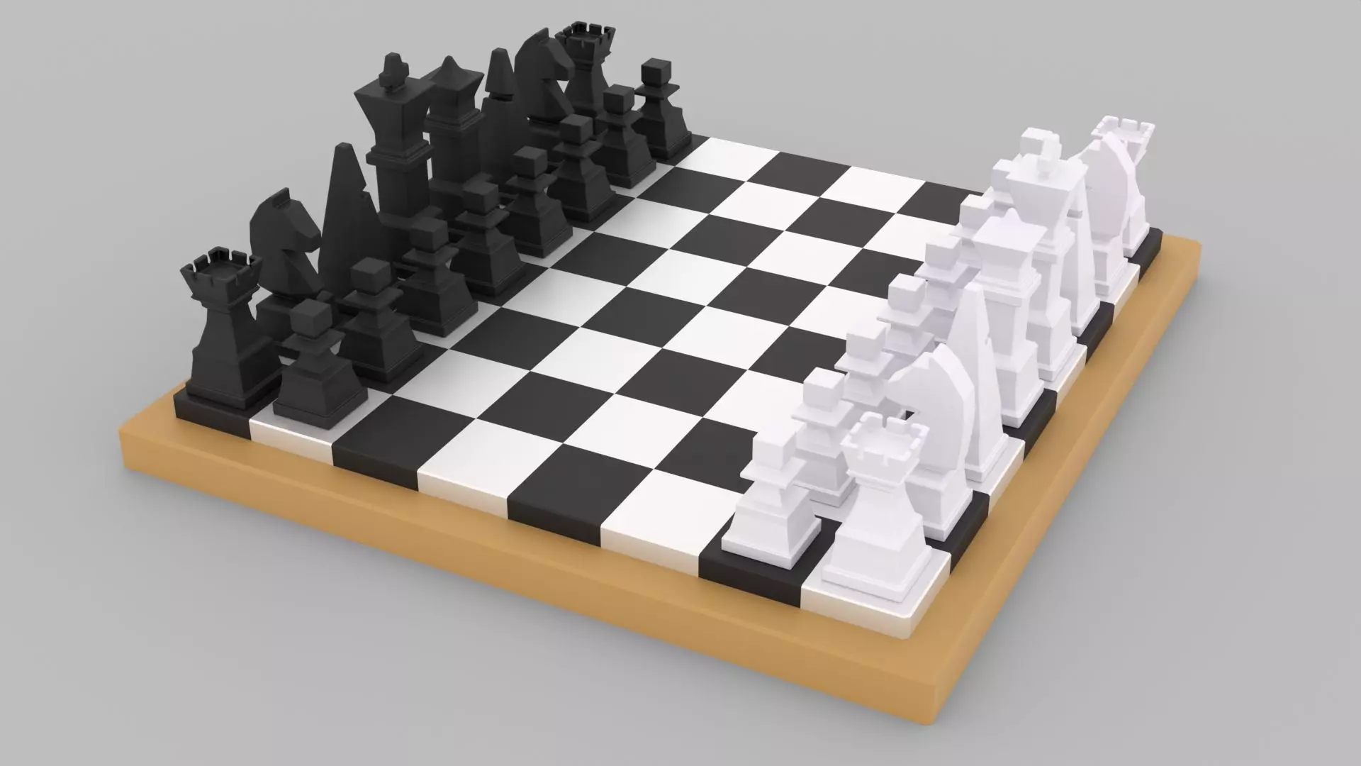 Modern Minimalist Chess Set 3D model_3