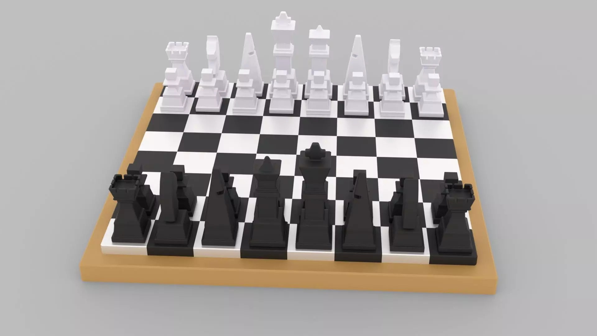 Modern Minimalist Chess Set 3D model_2