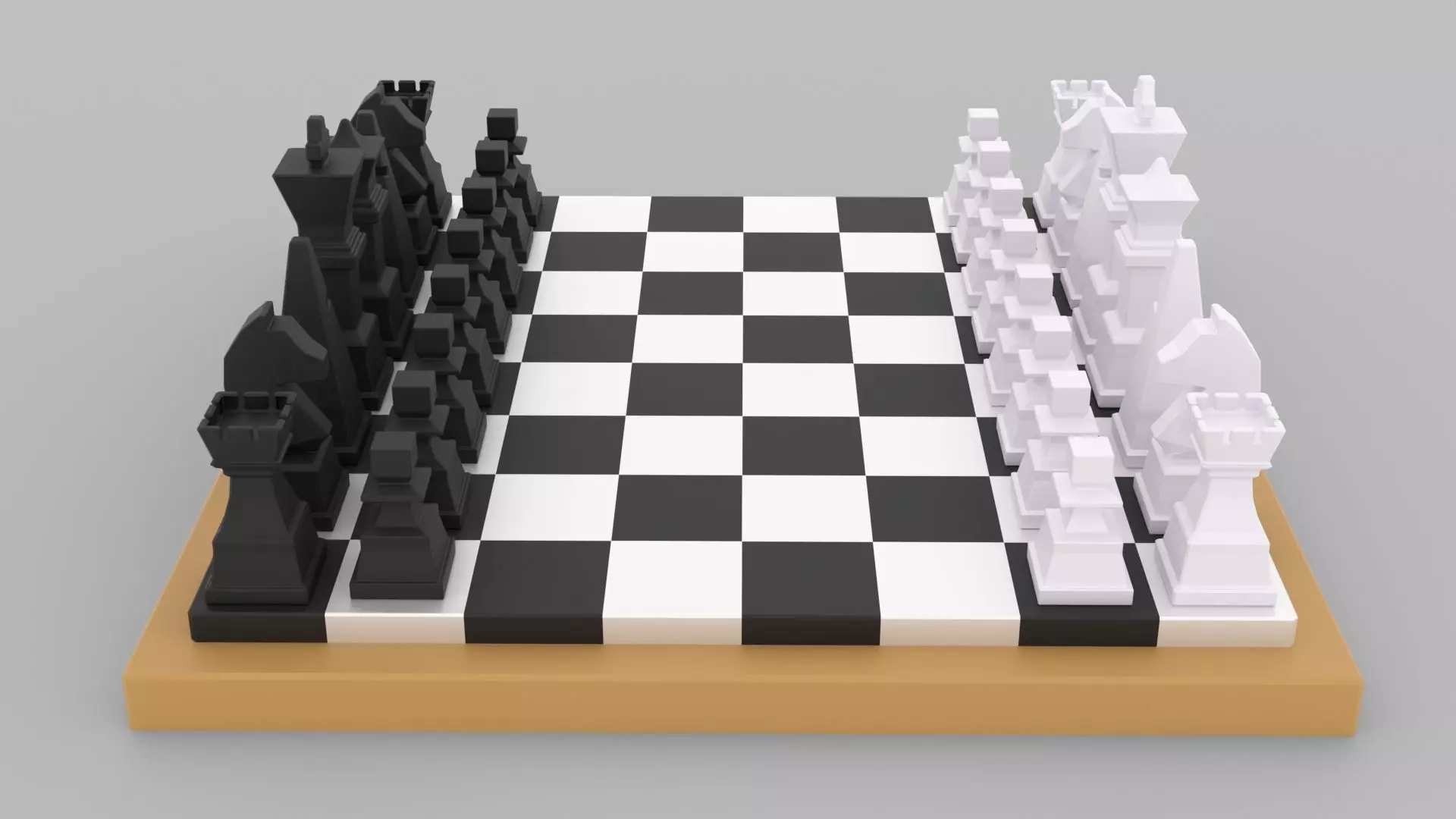 Modern Minimalist Chess Set 3D model_1
