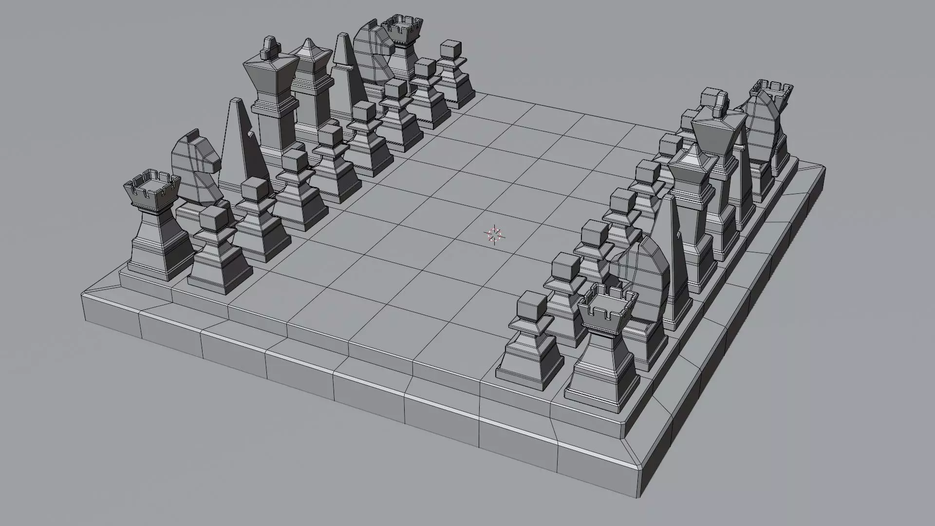 Modern Minimalist Chess Set 3D model_5