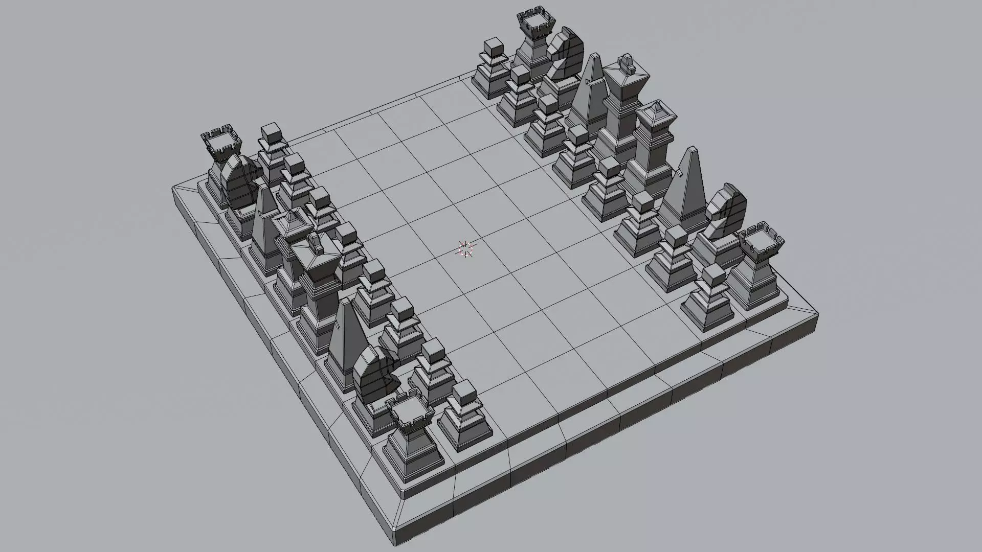 Modern Minimalist Chess Set 3D model_6