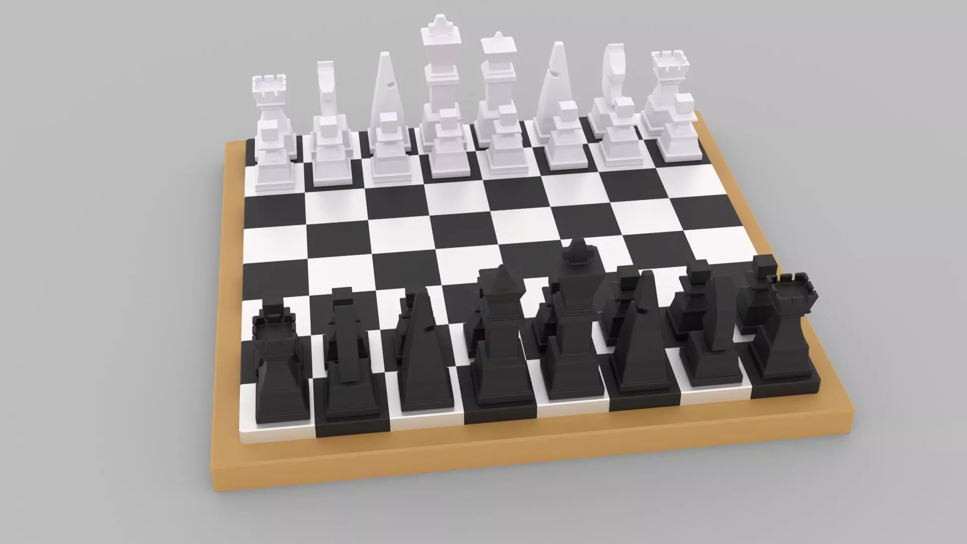Modern Minimalist Chess Set 3D model_0