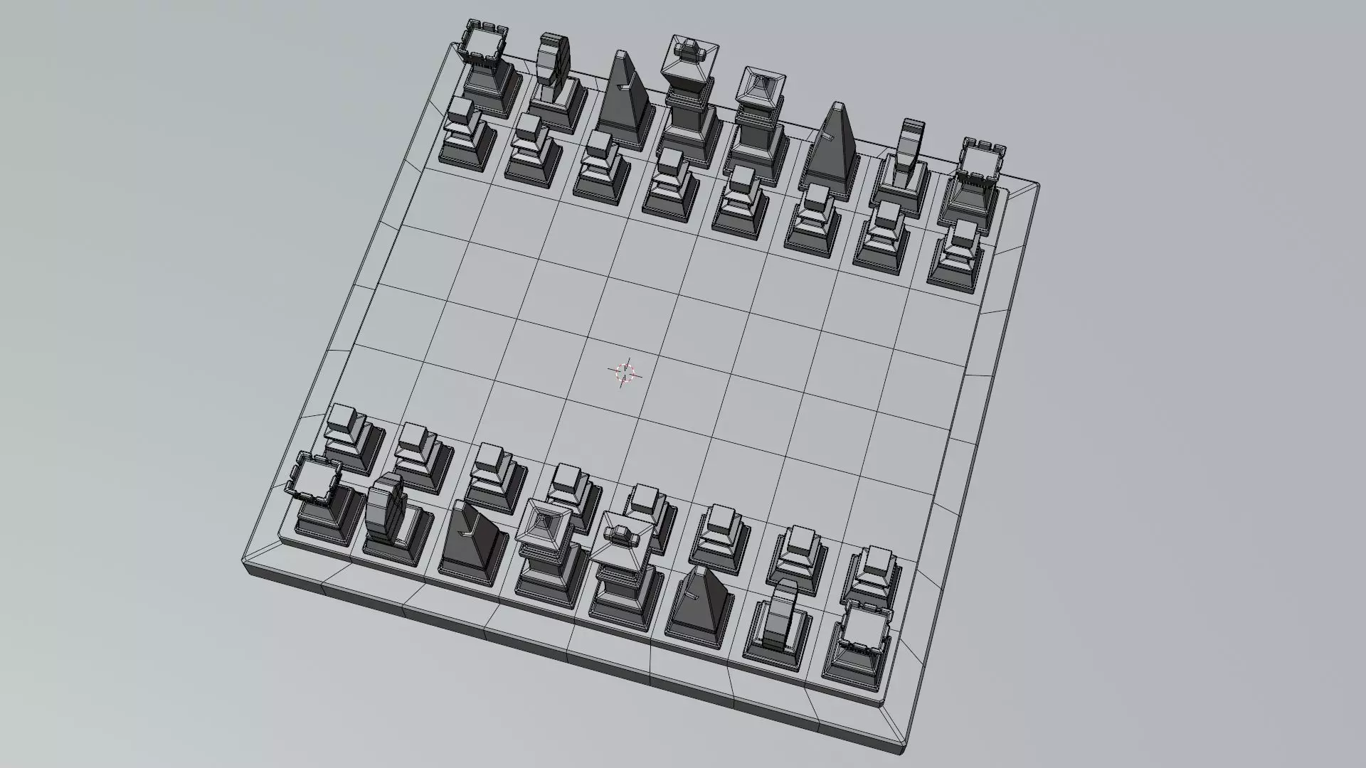 Modern Minimalist Chess Set 3D model_7