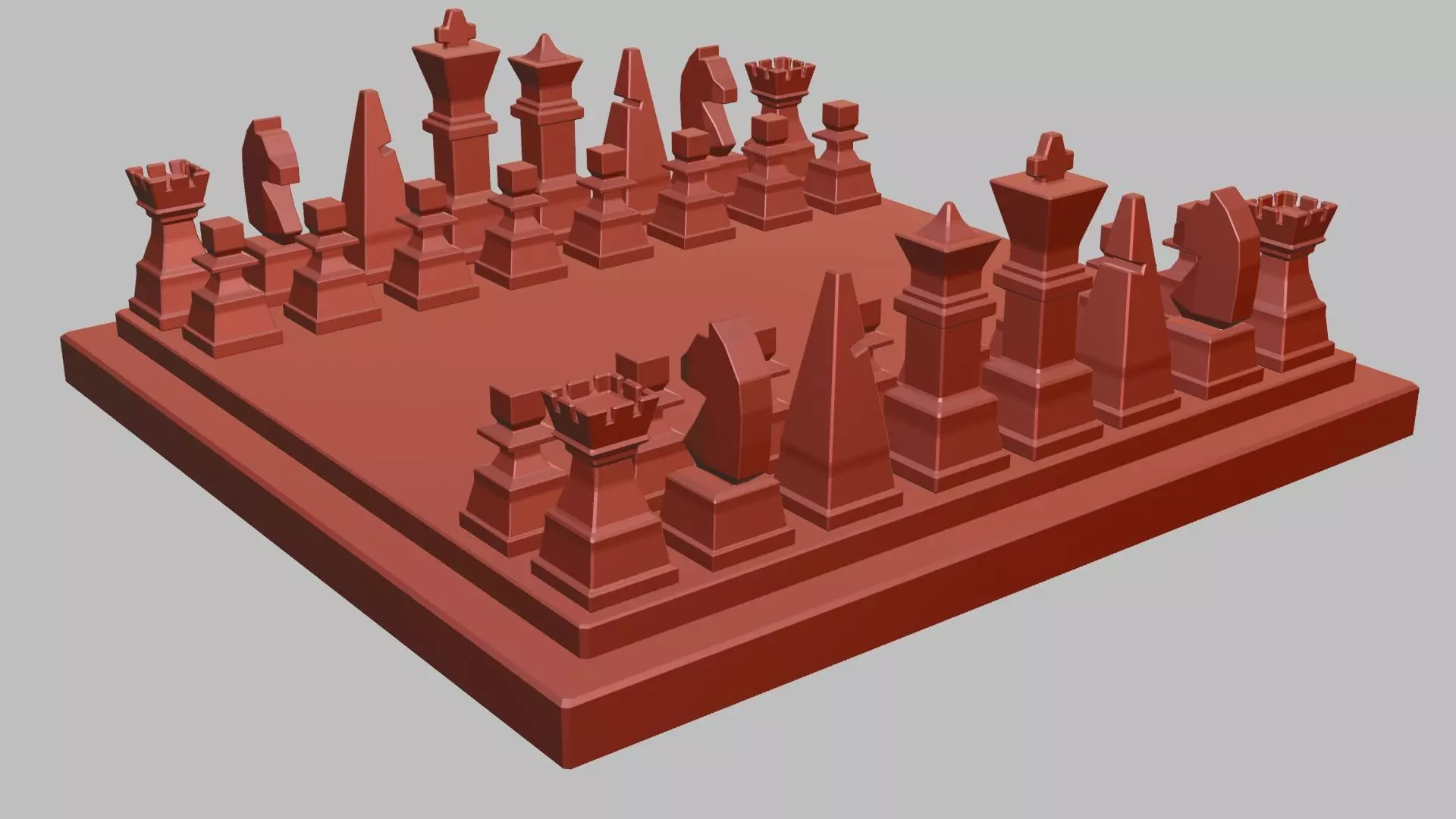 Modern Minimalist Chess Set 3D model_9