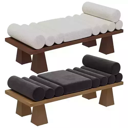 Lennon Daybed  Ivory Boucle Wood Daybed by Christian Siriano