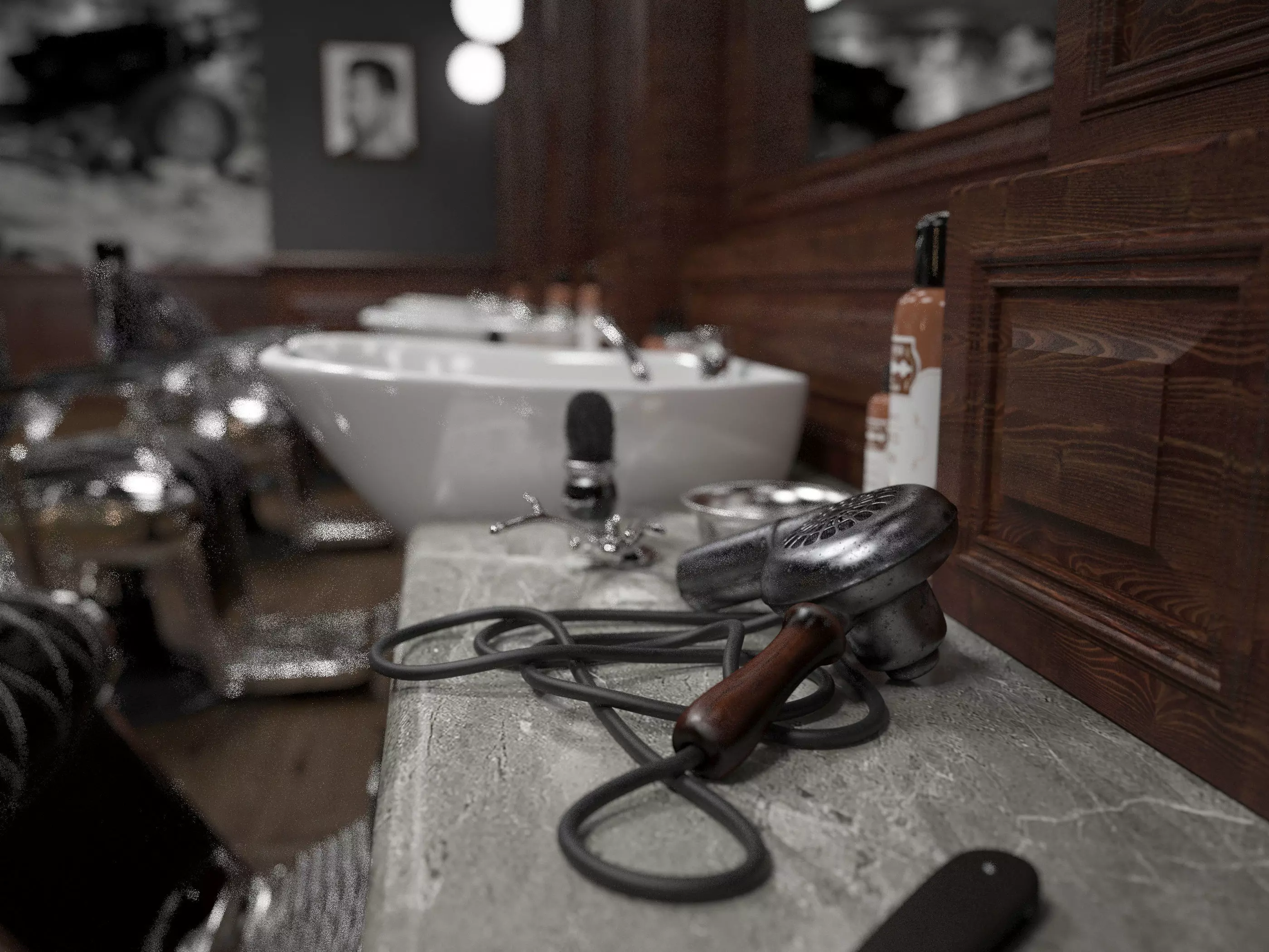 barbershop Low-poly 3D model_1