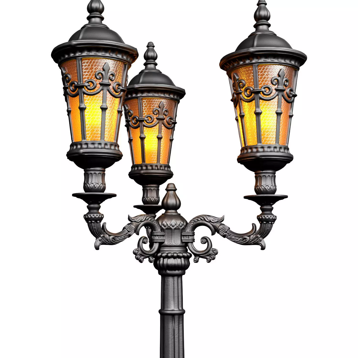 Outdoor classic street lamp light Lantern Lamppost streetlight 3D model_3
