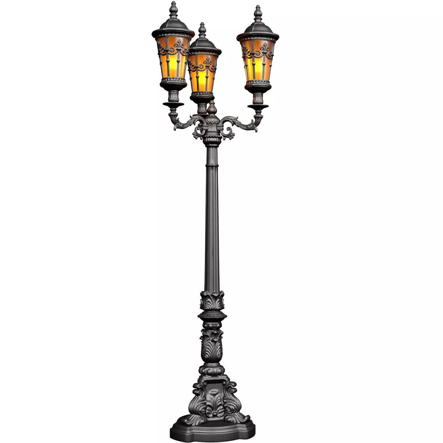 Outdoor classic street lamp light Lantern Lamppost streetlight 3D model_2