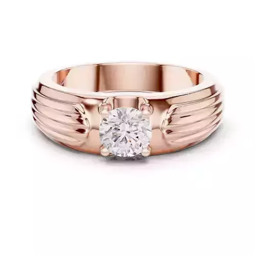 Round Cut Traditional Diamond Signet Ring For Men 3DM STL 3D print model