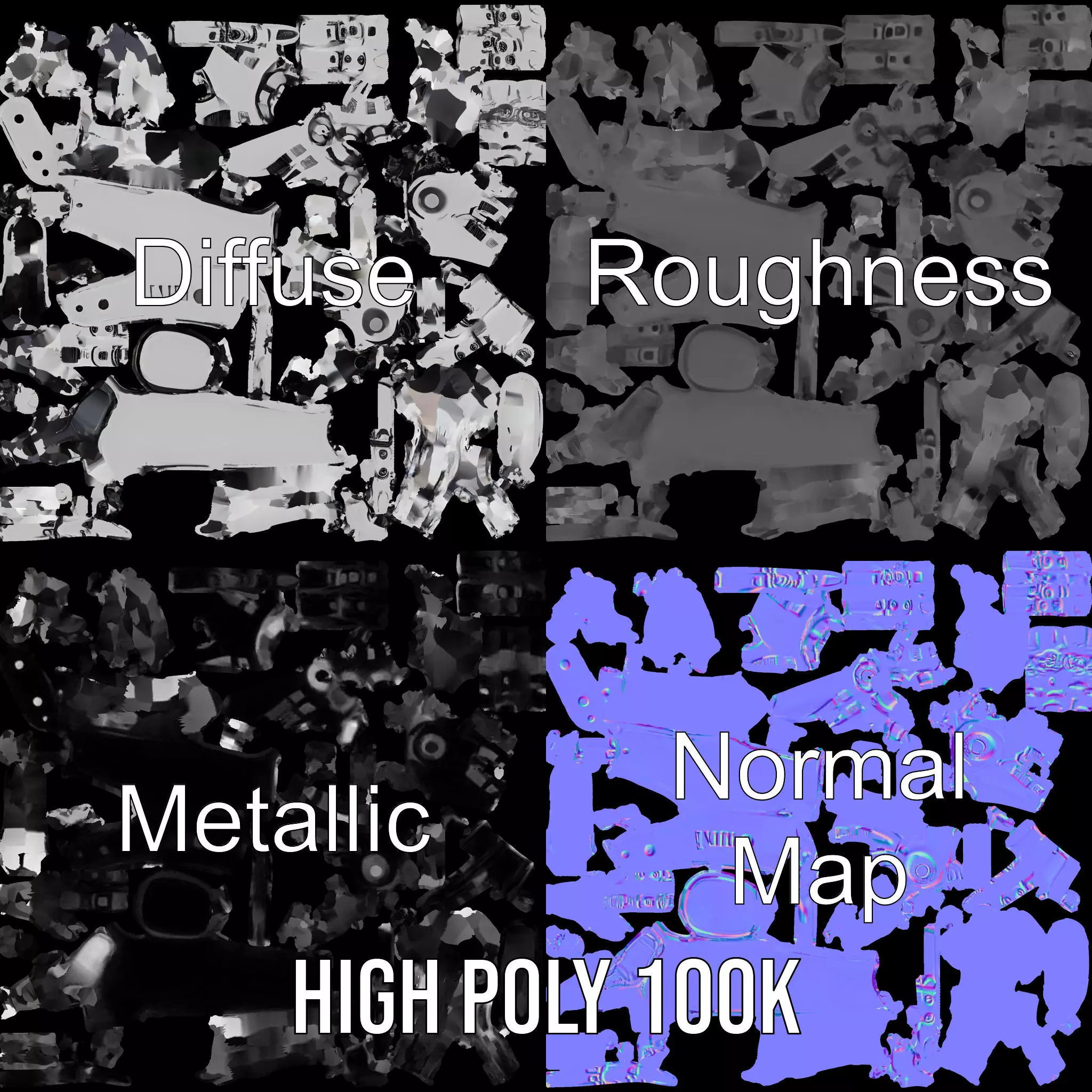 Futuristic Robotic Arm Model Pack Low-poly 3D model_3