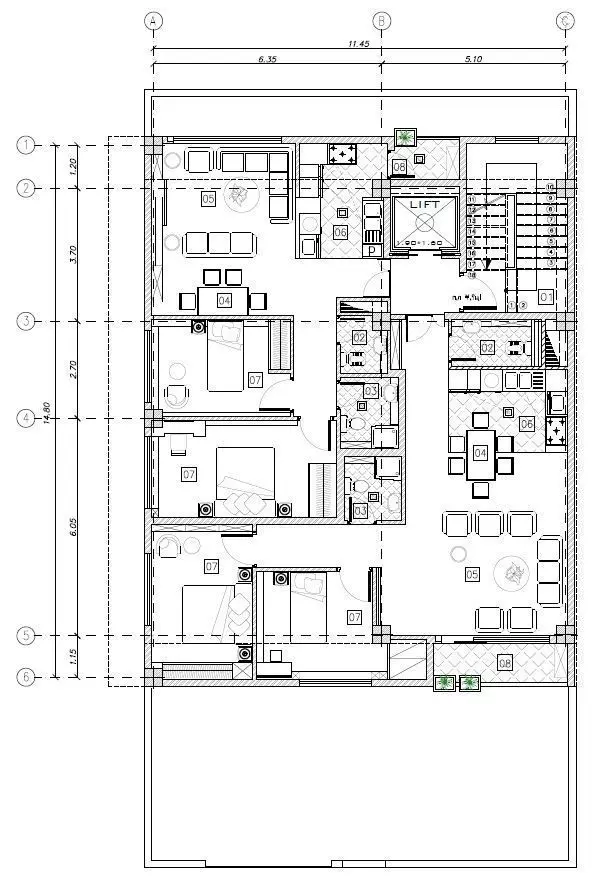 Residential Building Architectural Plan 3D model_10