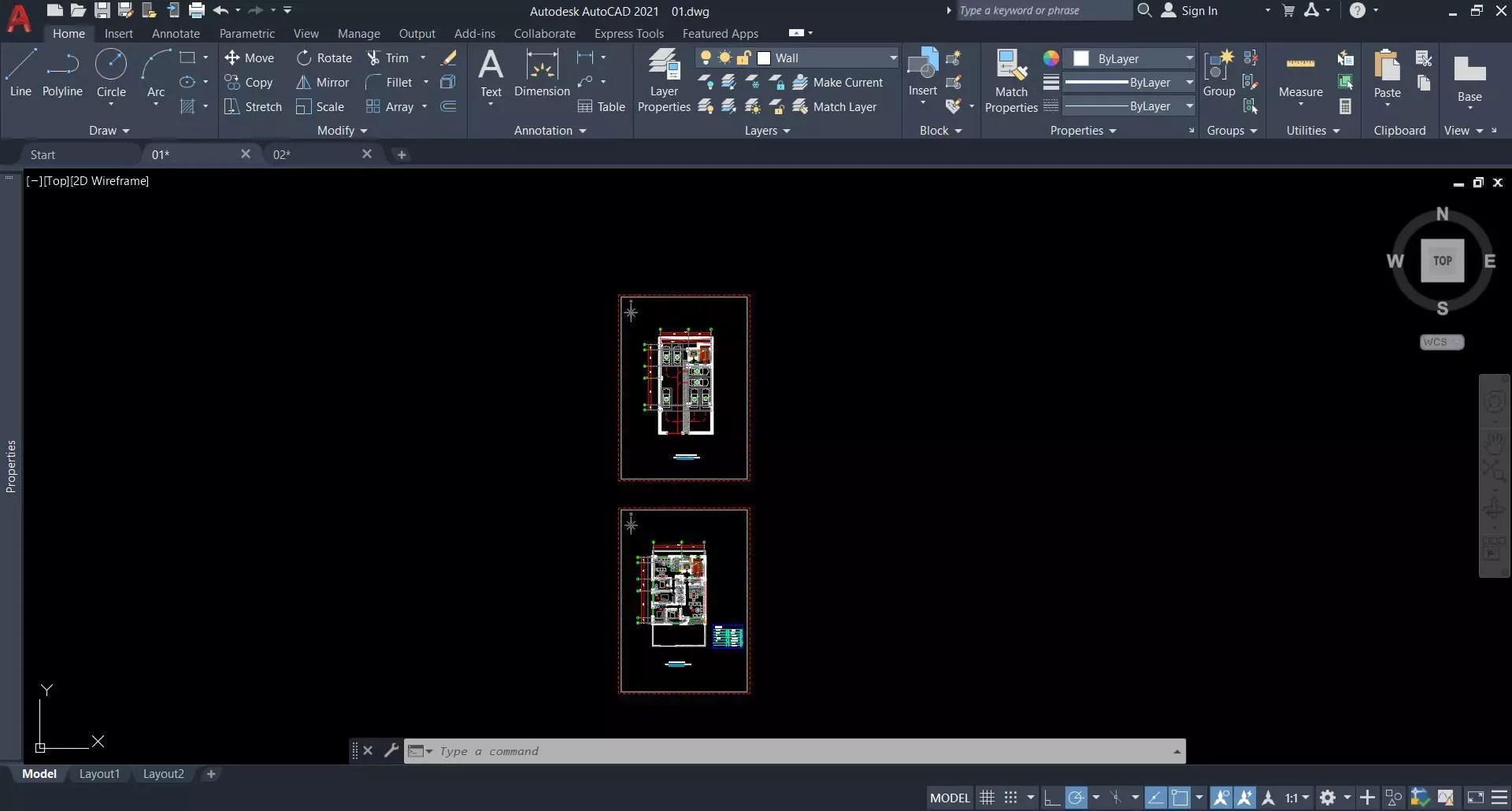 Residential Building Architectural Plan 3D model_4