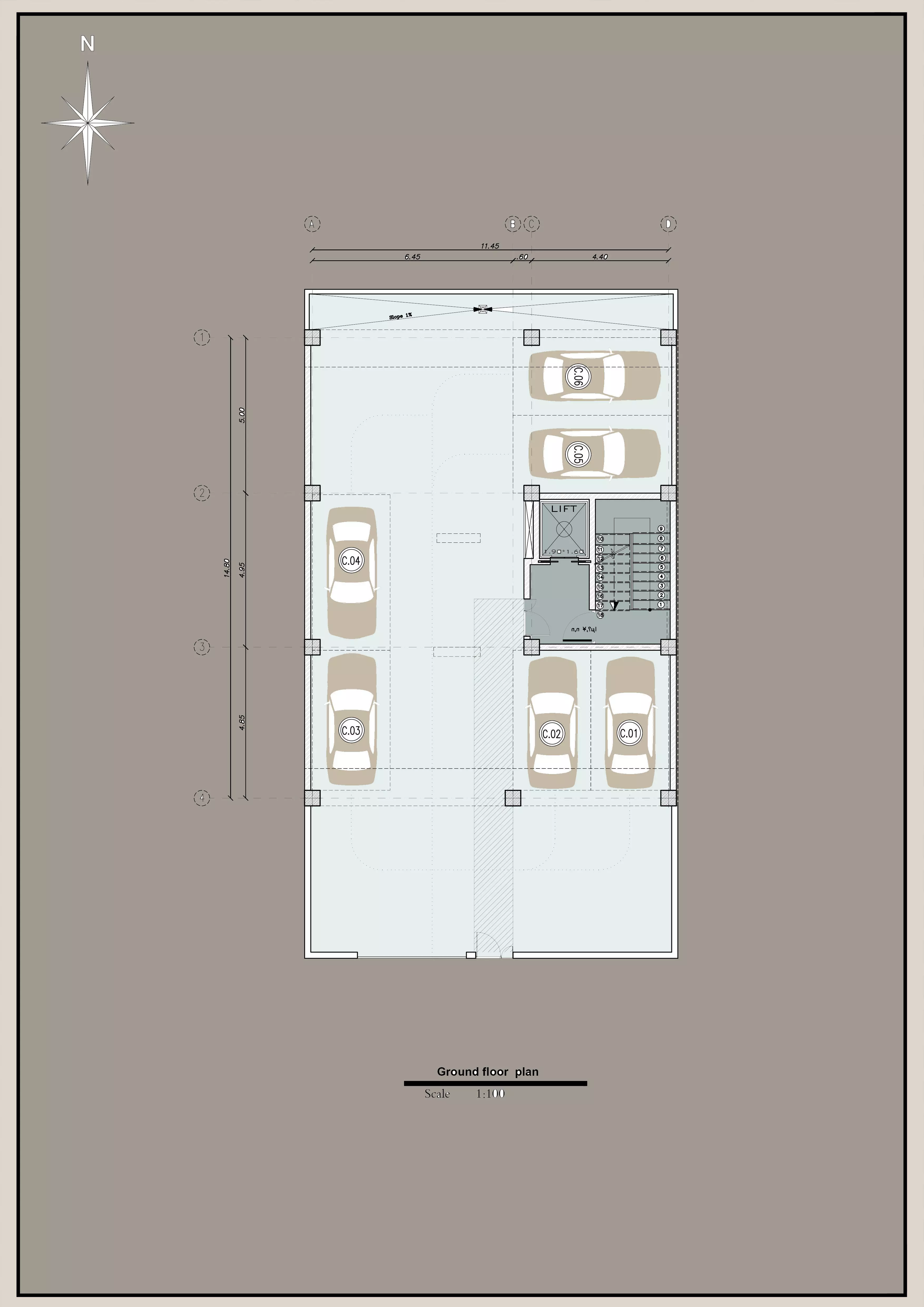 Residential Building Architectural Plan 3D model_0