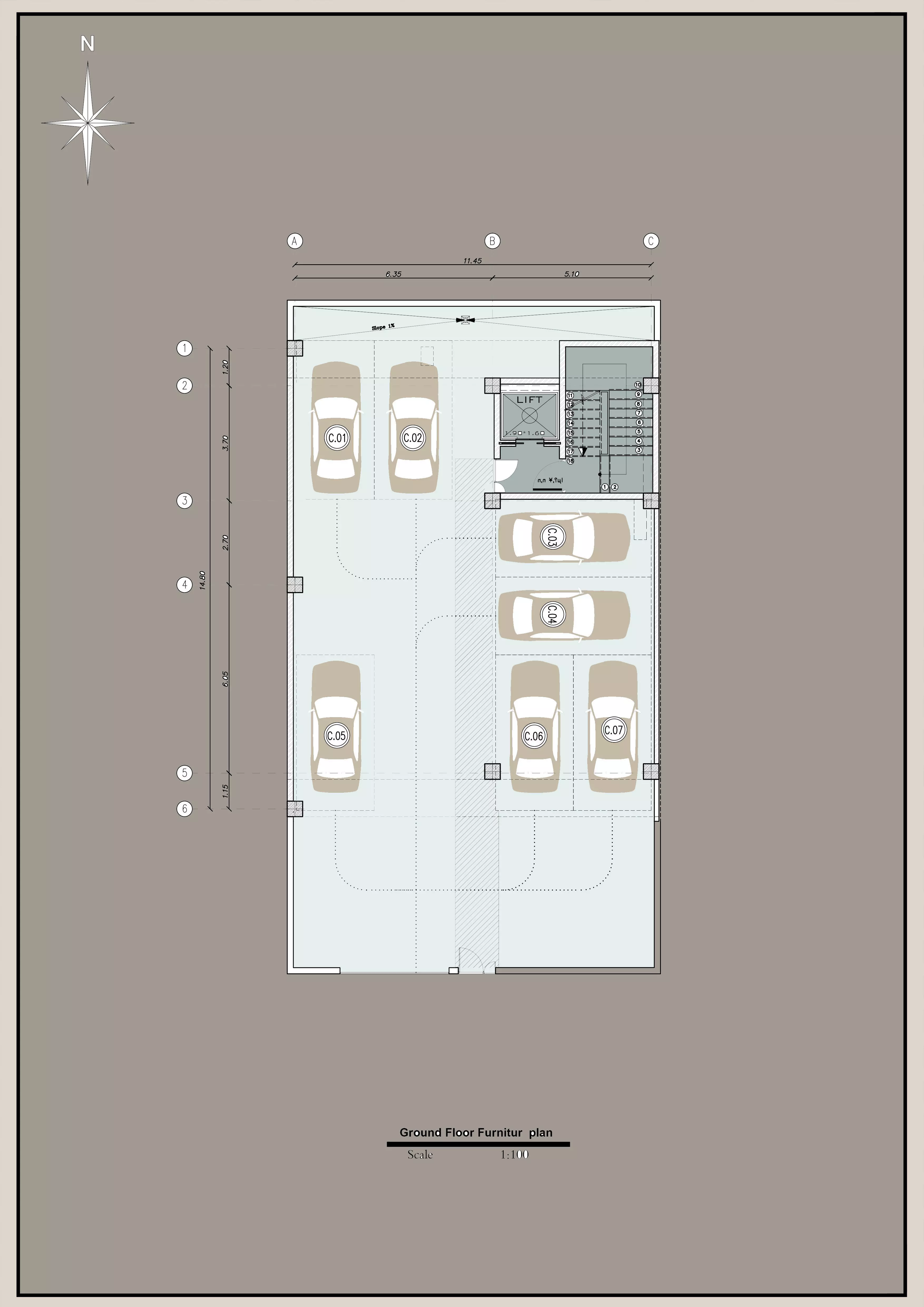 Residential Building Architectural Plan 3D model_2