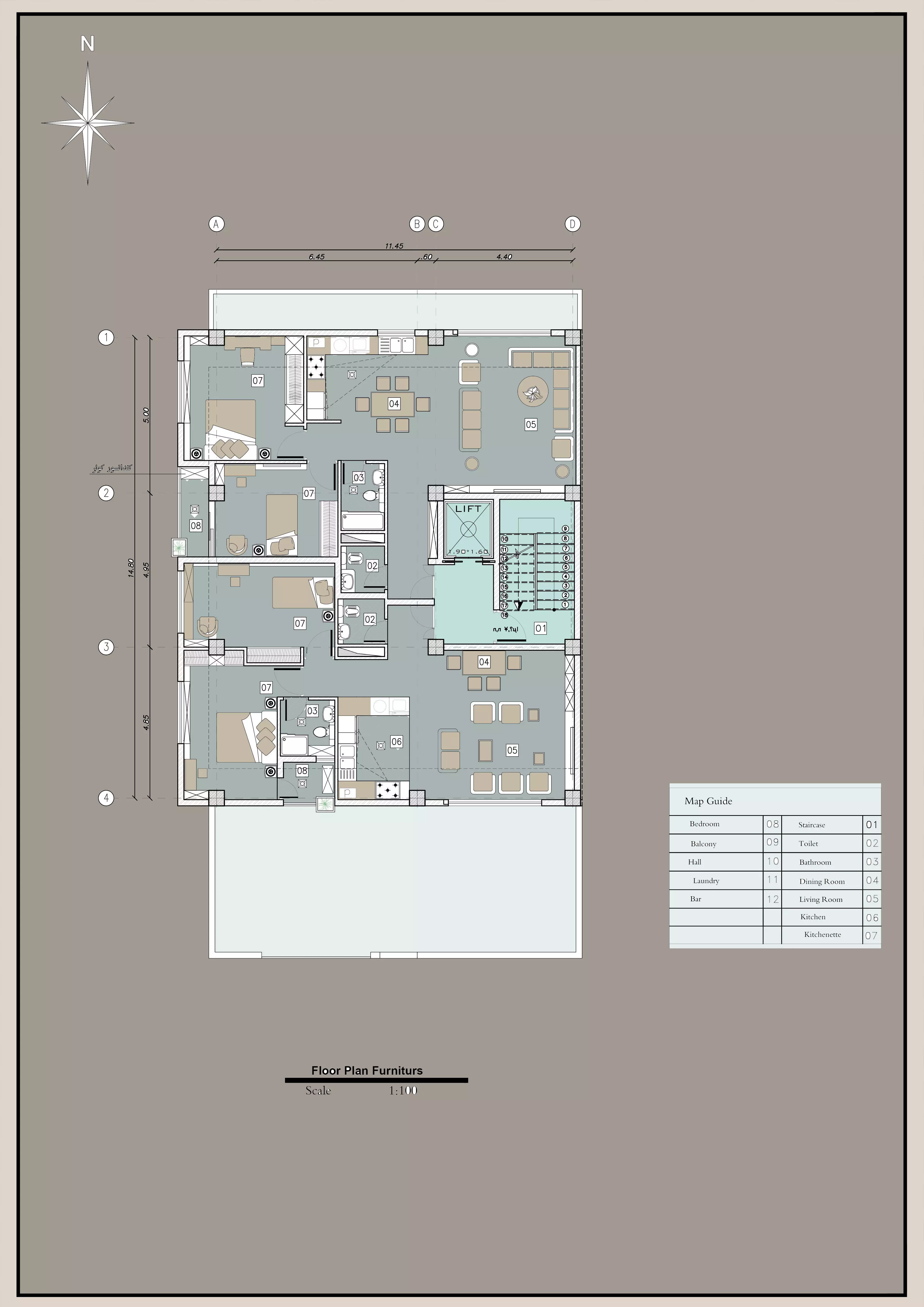 Residential Building Architectural Plan 3D model_1