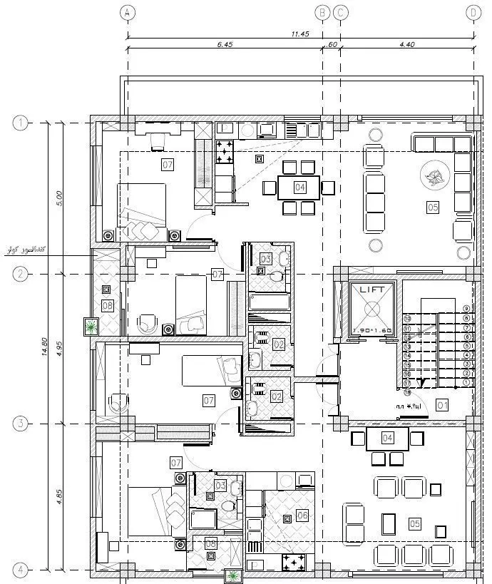 Residential Building Architectural Plan 3D model_13
