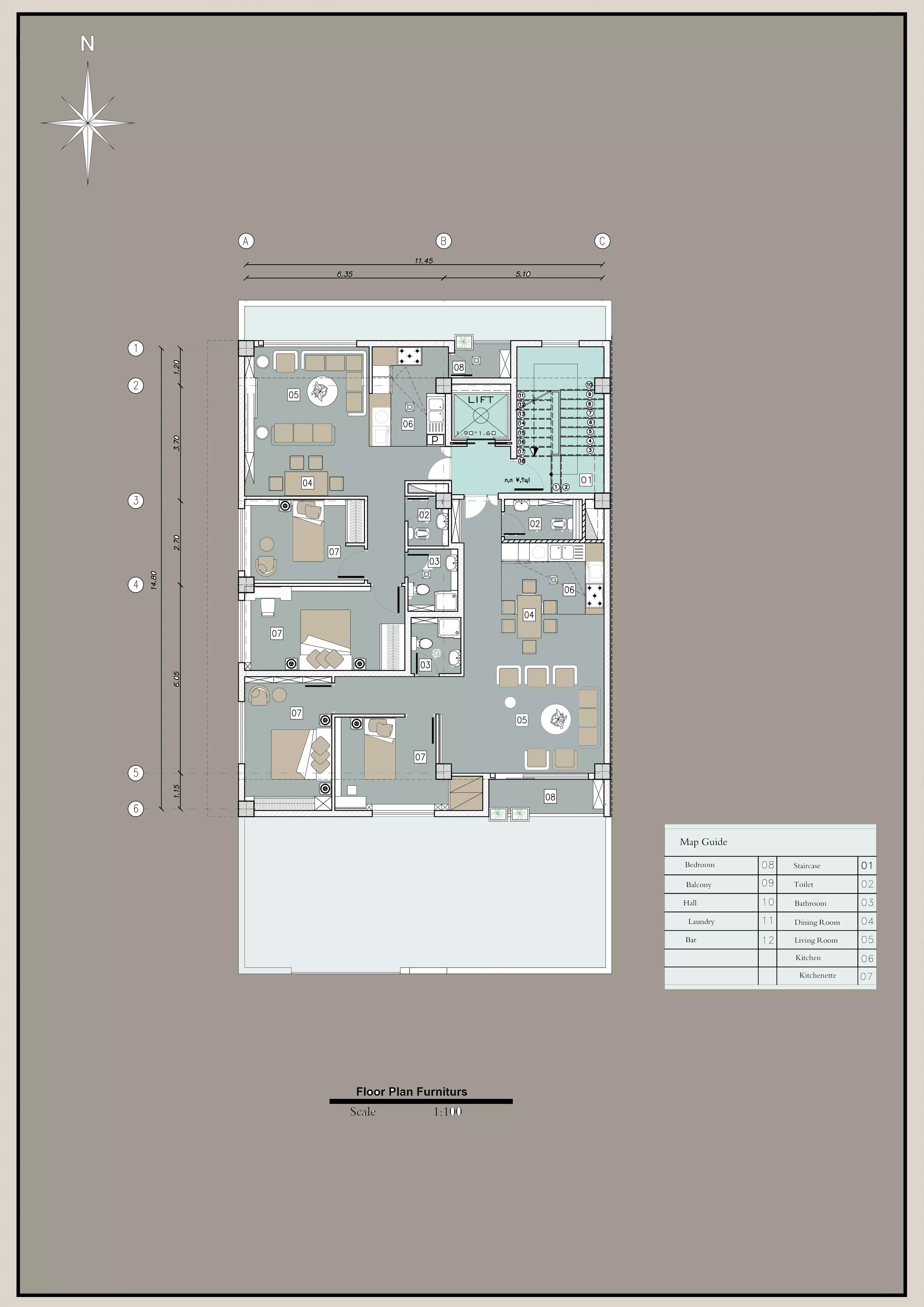 Residential Building Architectural Plan 3D model_3