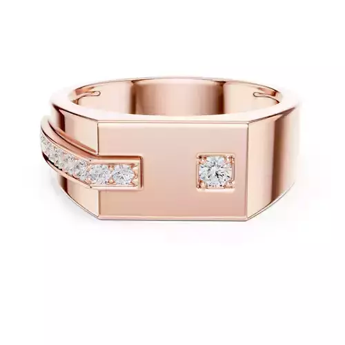 Round Cut Diamond Signet Ring For Men 3DM STL Video