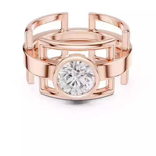 Solitaire Designer Shank Round Bezel Set Gents Ring Files Video 3D print model