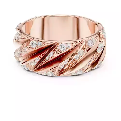 Twist Design round Diamond Mens Engagement Ring 3DM STL Video