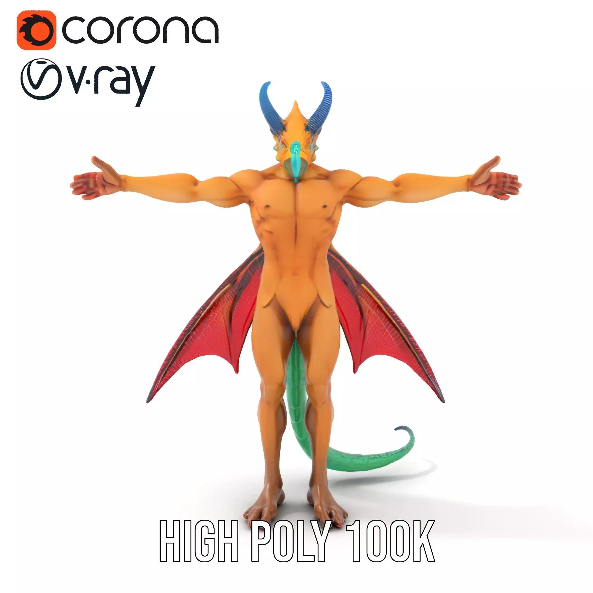 Fantasy Dragon Humanoid Character Model Pack Low-poly 3D model_25