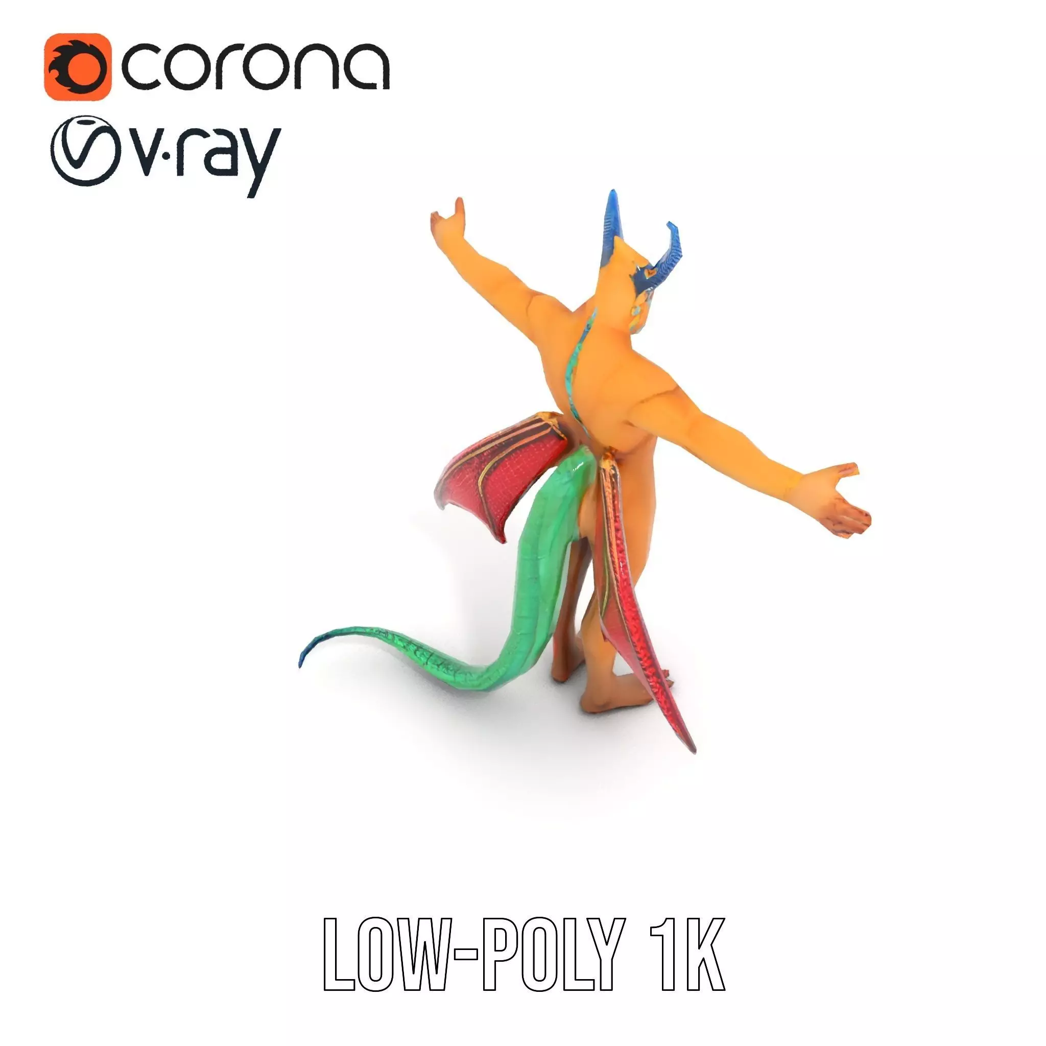 Fantasy Dragon Humanoid Character Model Pack Low-poly 3D model_7