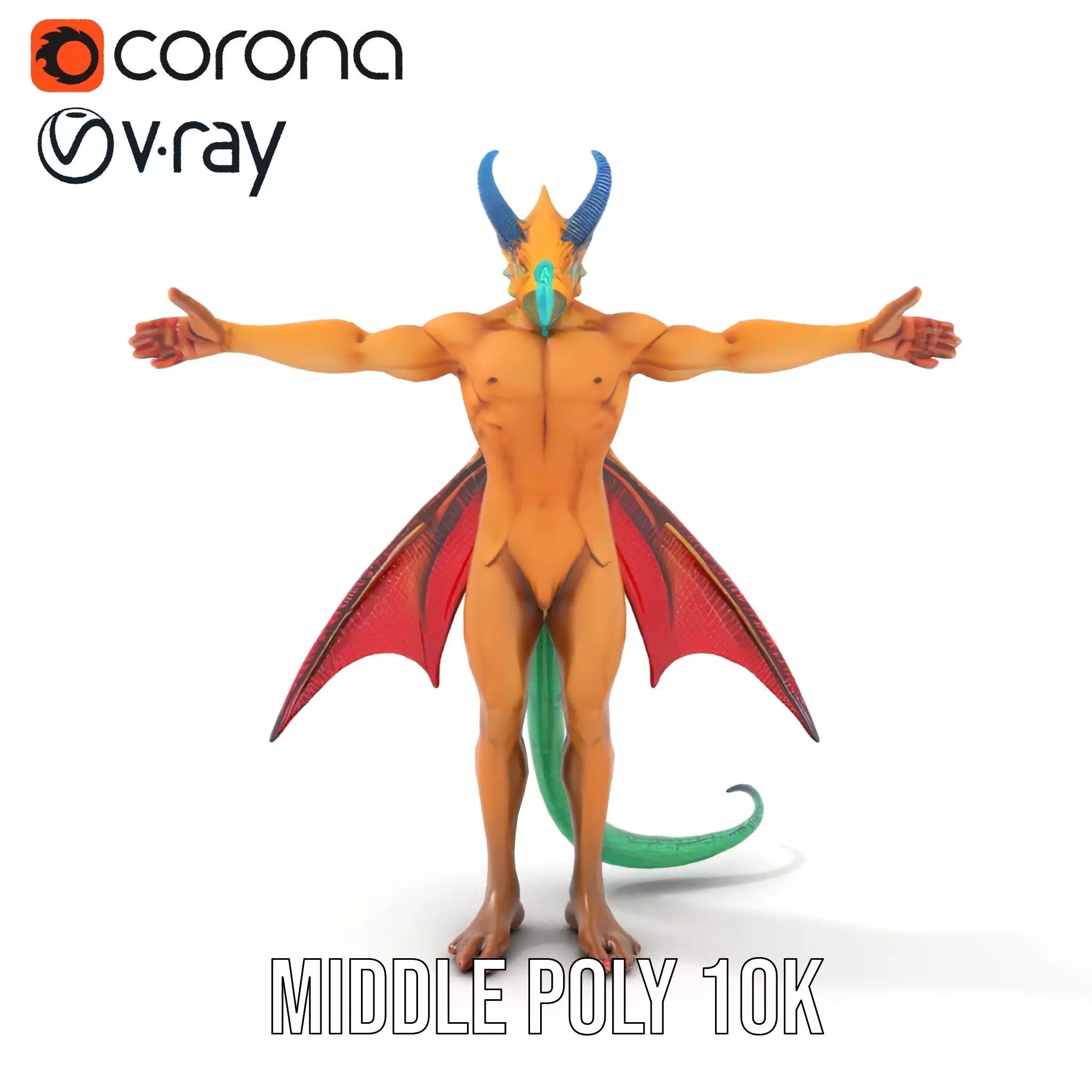 Fantasy Dragon Humanoid Character Model Pack Low-poly 3D model_10