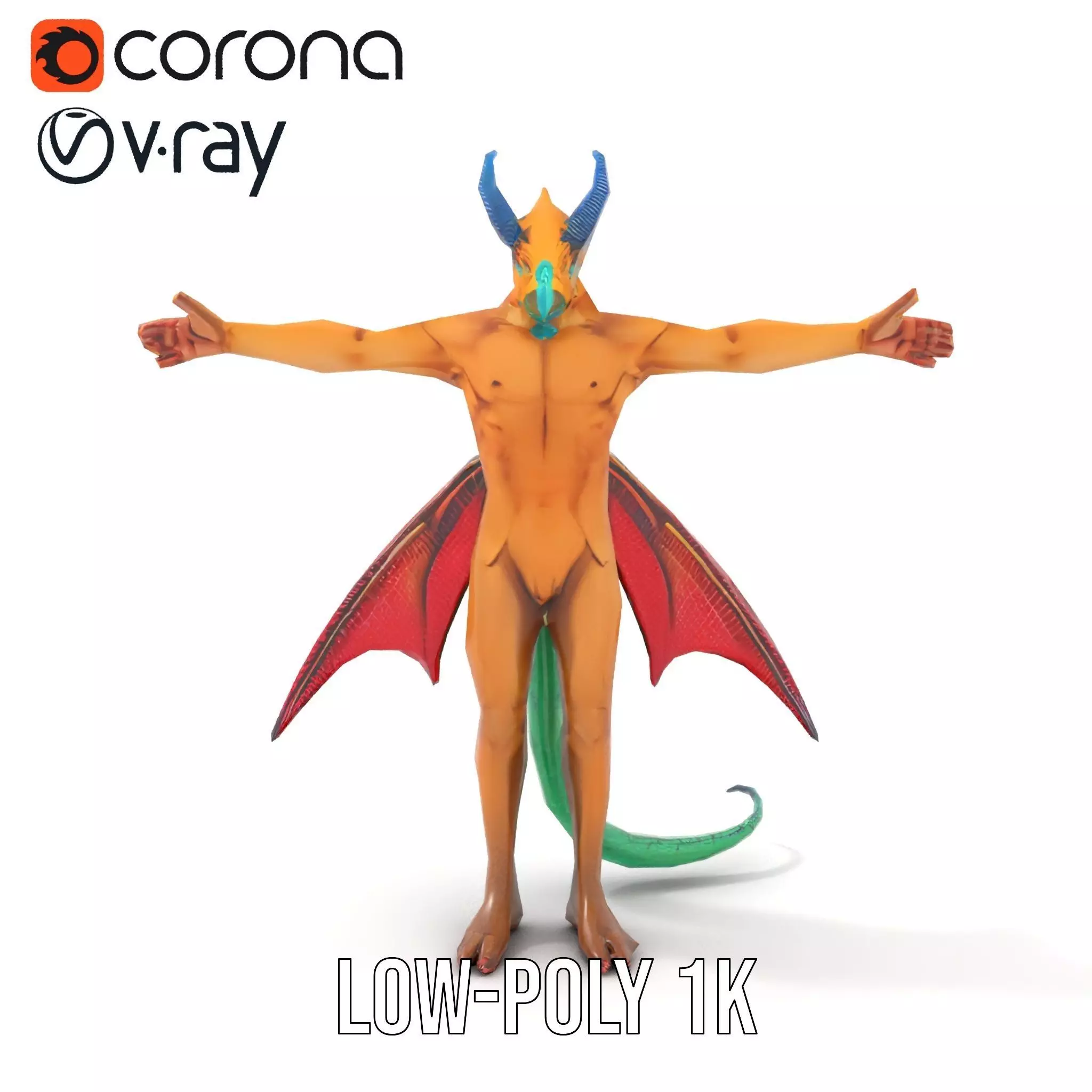 Fantasy Dragon Humanoid Character Model Pack Low-poly 3D model_8