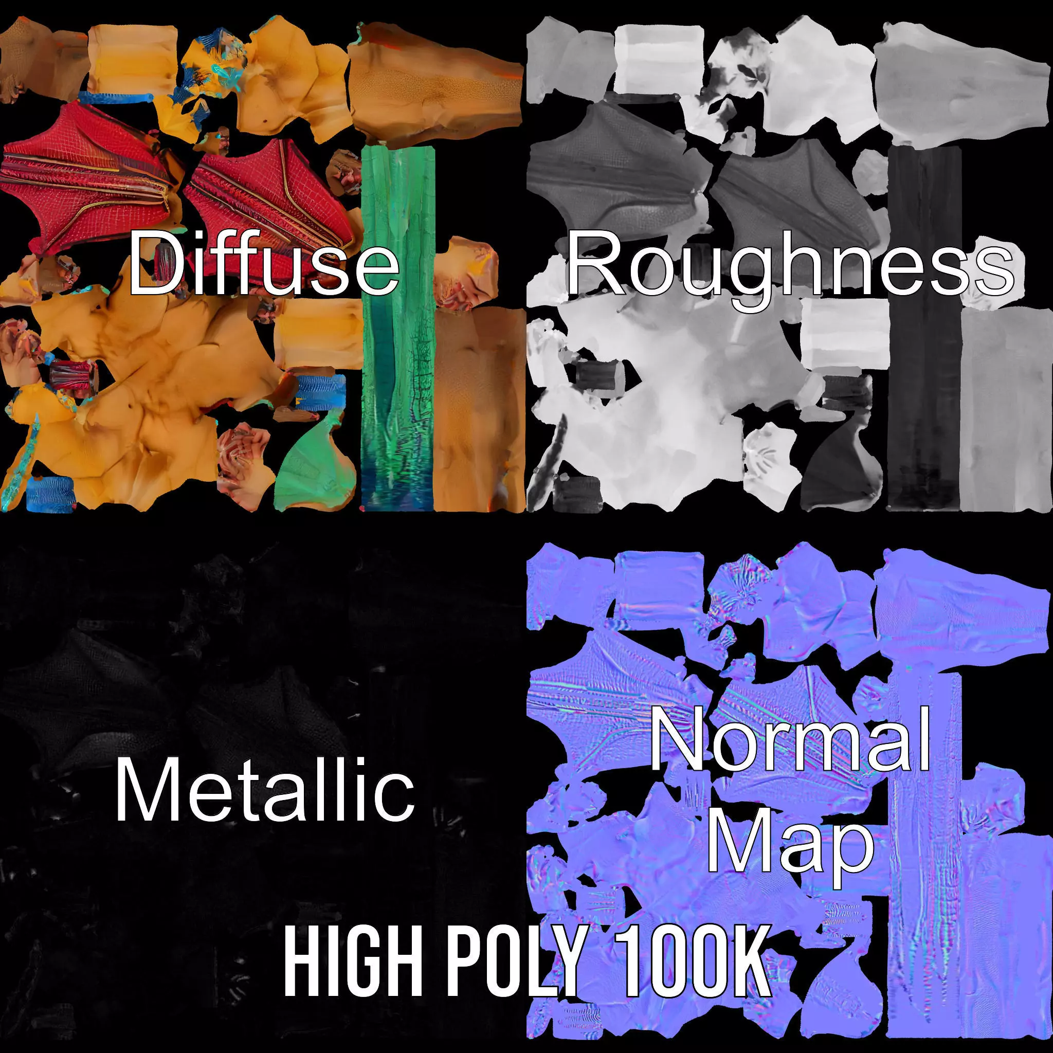 Fantasy Dragon Humanoid Character Model Pack Low-poly 3D model_3