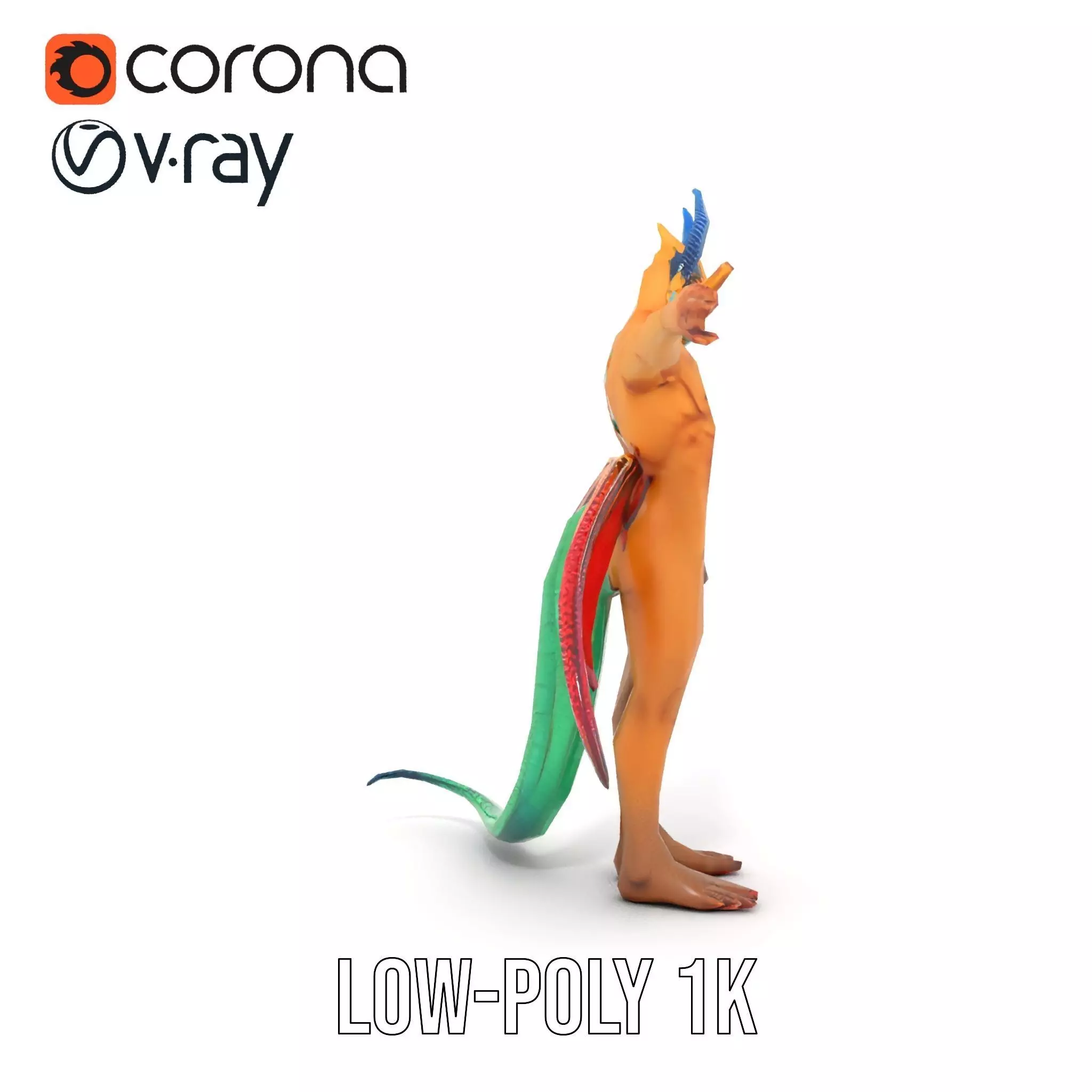 Fantasy Dragon Humanoid Character Model Pack Low-poly 3D model_11