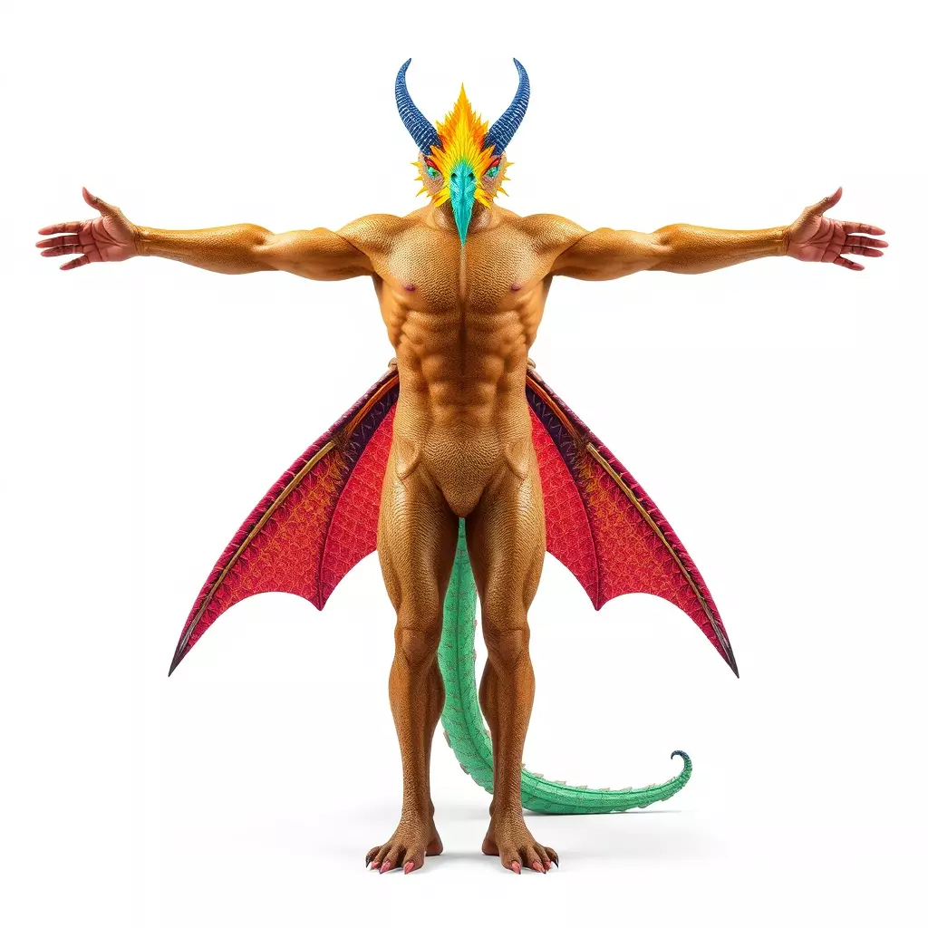 Fantasy Dragon Humanoid Character Model Pack Low-poly 3D model_2