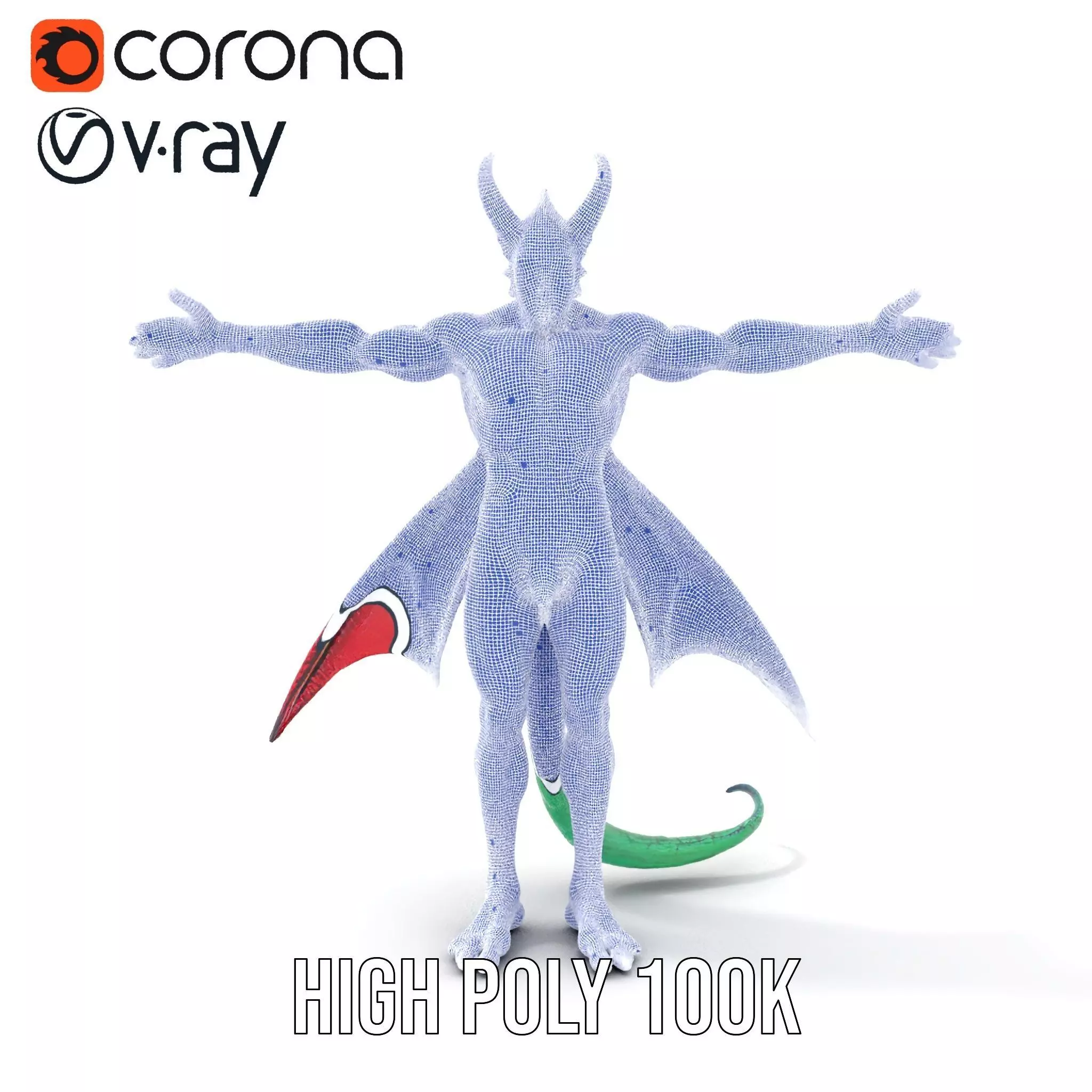 Fantasy Dragon Humanoid Character Model Pack Low-poly 3D model_32