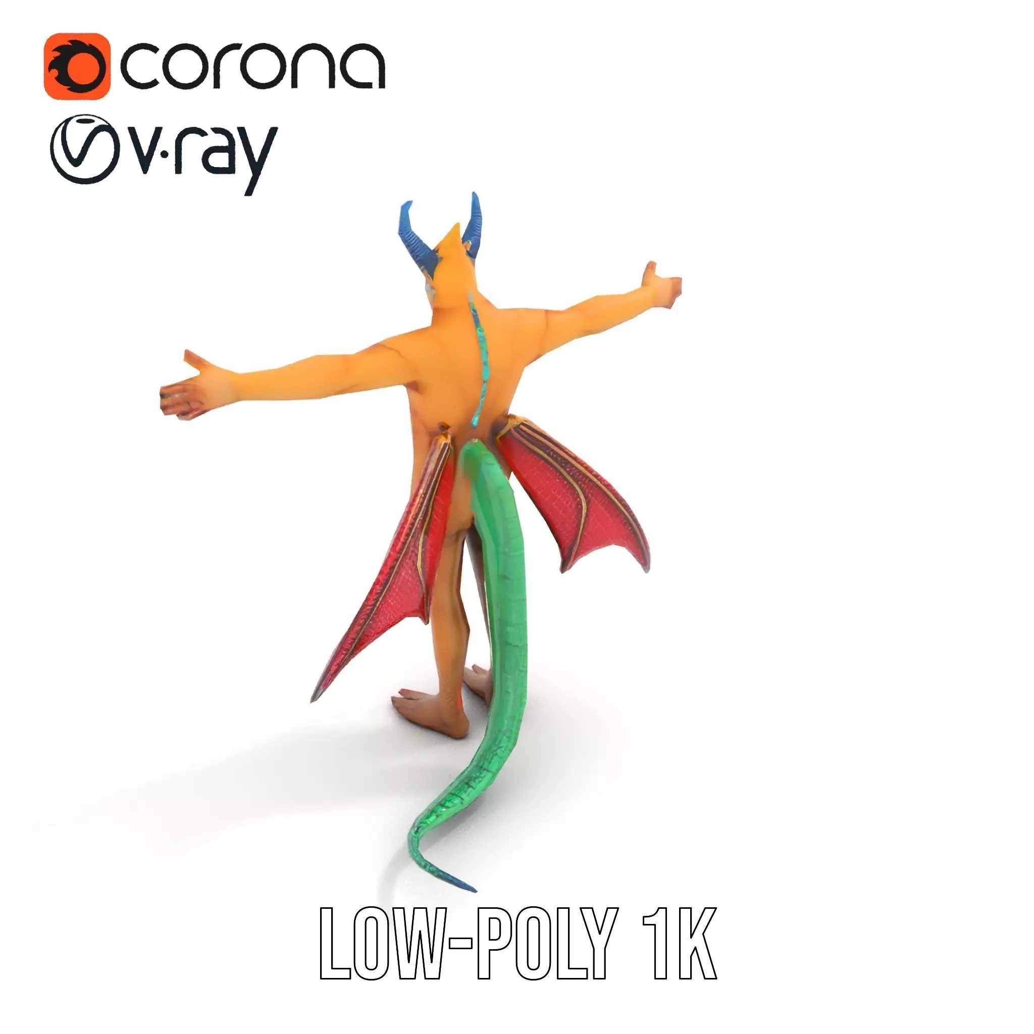 Fantasy Dragon Humanoid Character Model Pack Low-poly 3D model_17