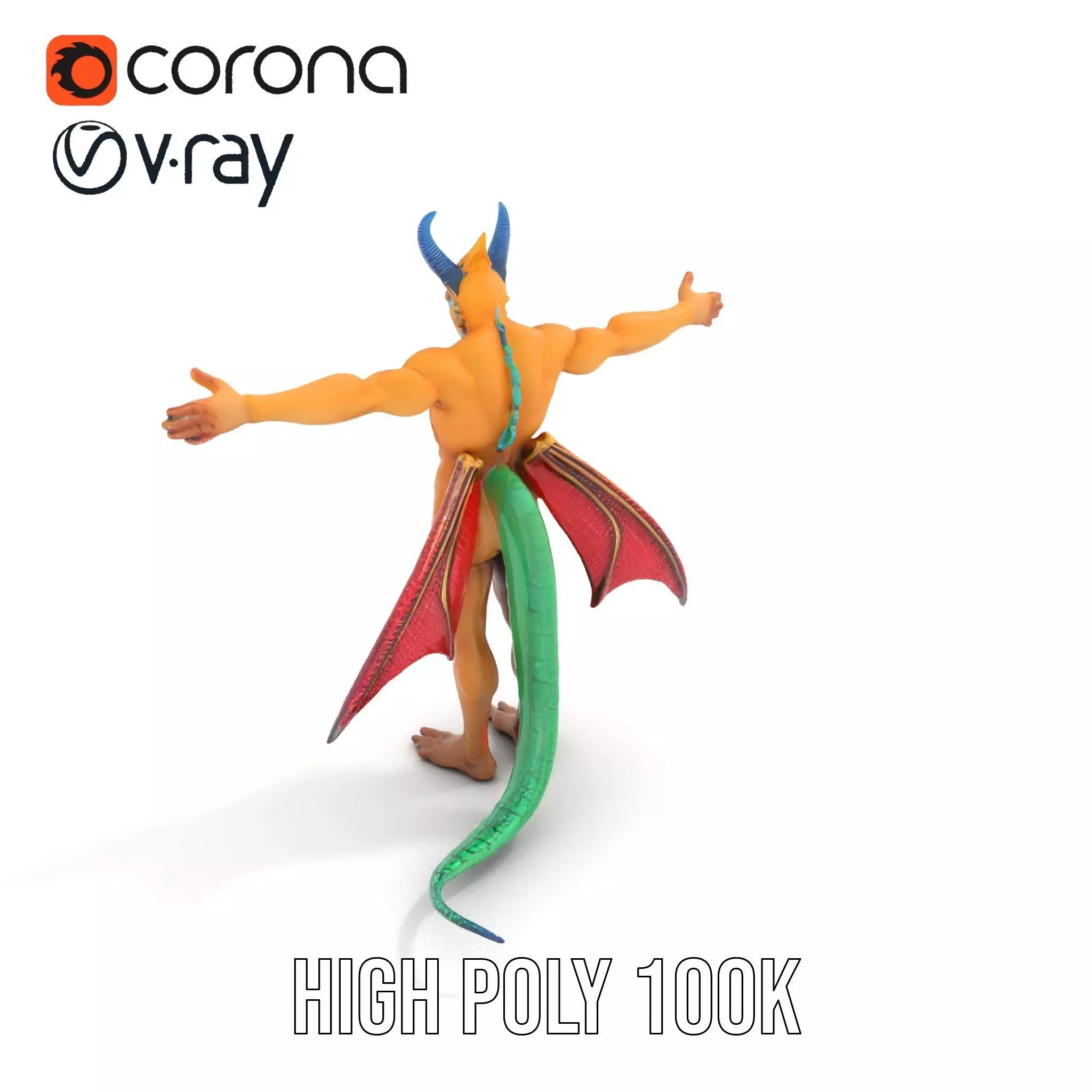 Fantasy Dragon Humanoid Character Model Pack Low-poly 3D model_12
