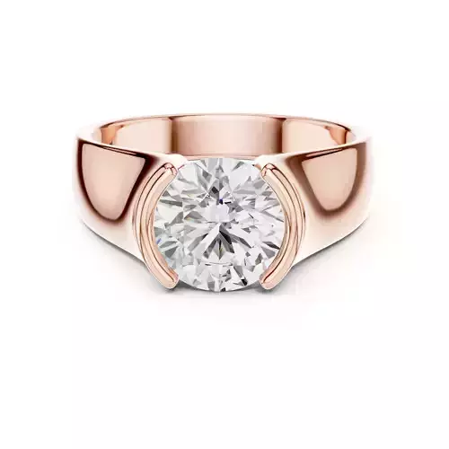 Solitaire Half Bezel Set Round Engagement Ring 3DM STL Video  3D print model