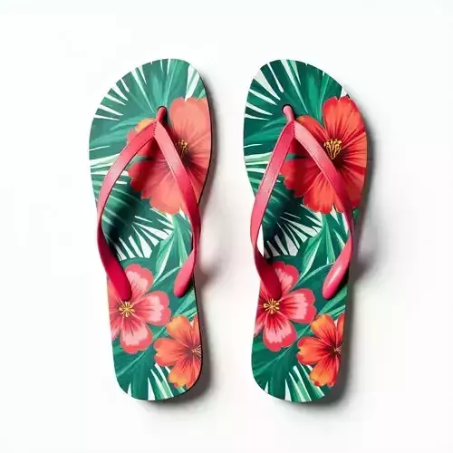 Tropical Beach Flip Flops 3D Model