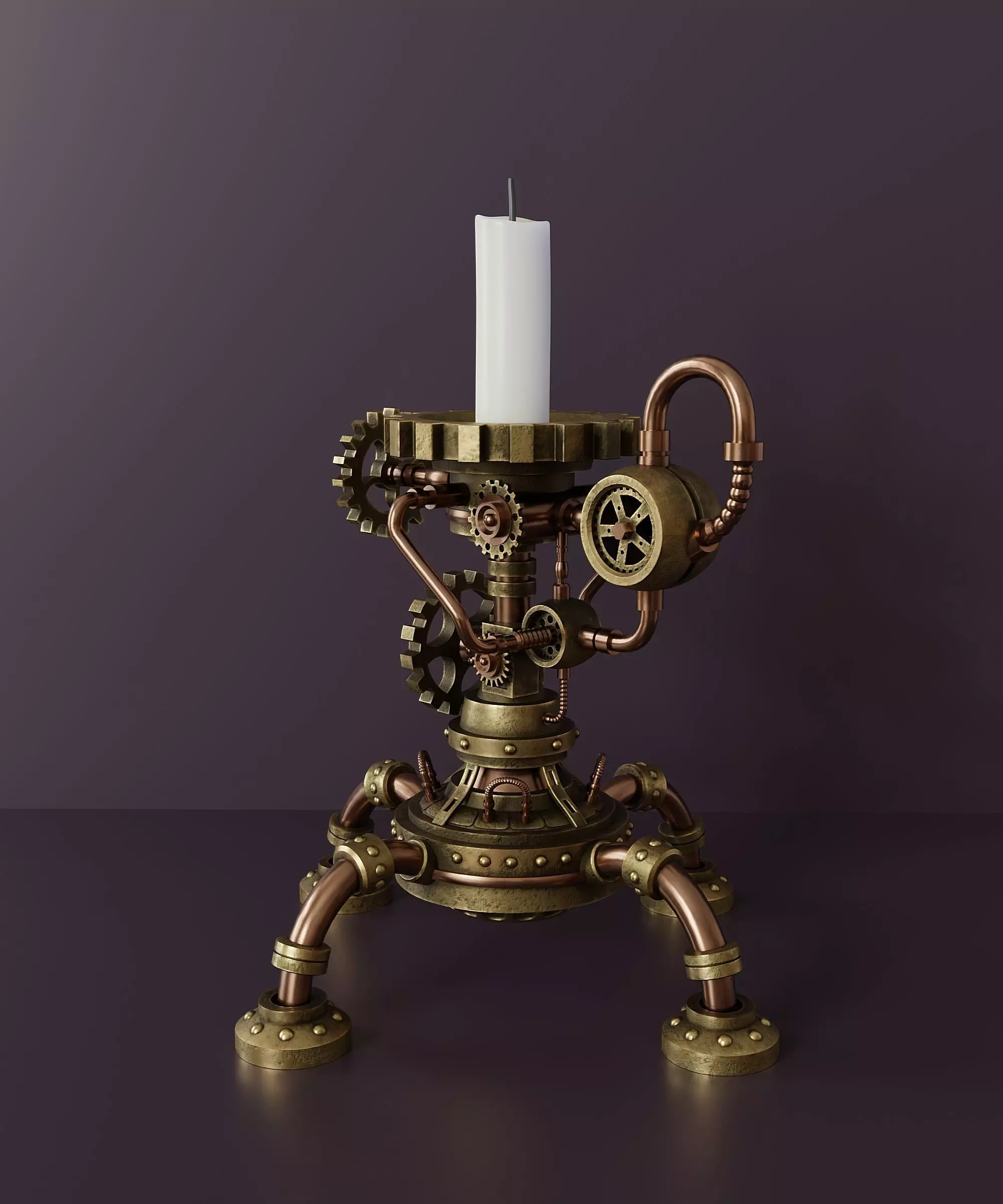 Steampunk Candlestick 7 3D model_2