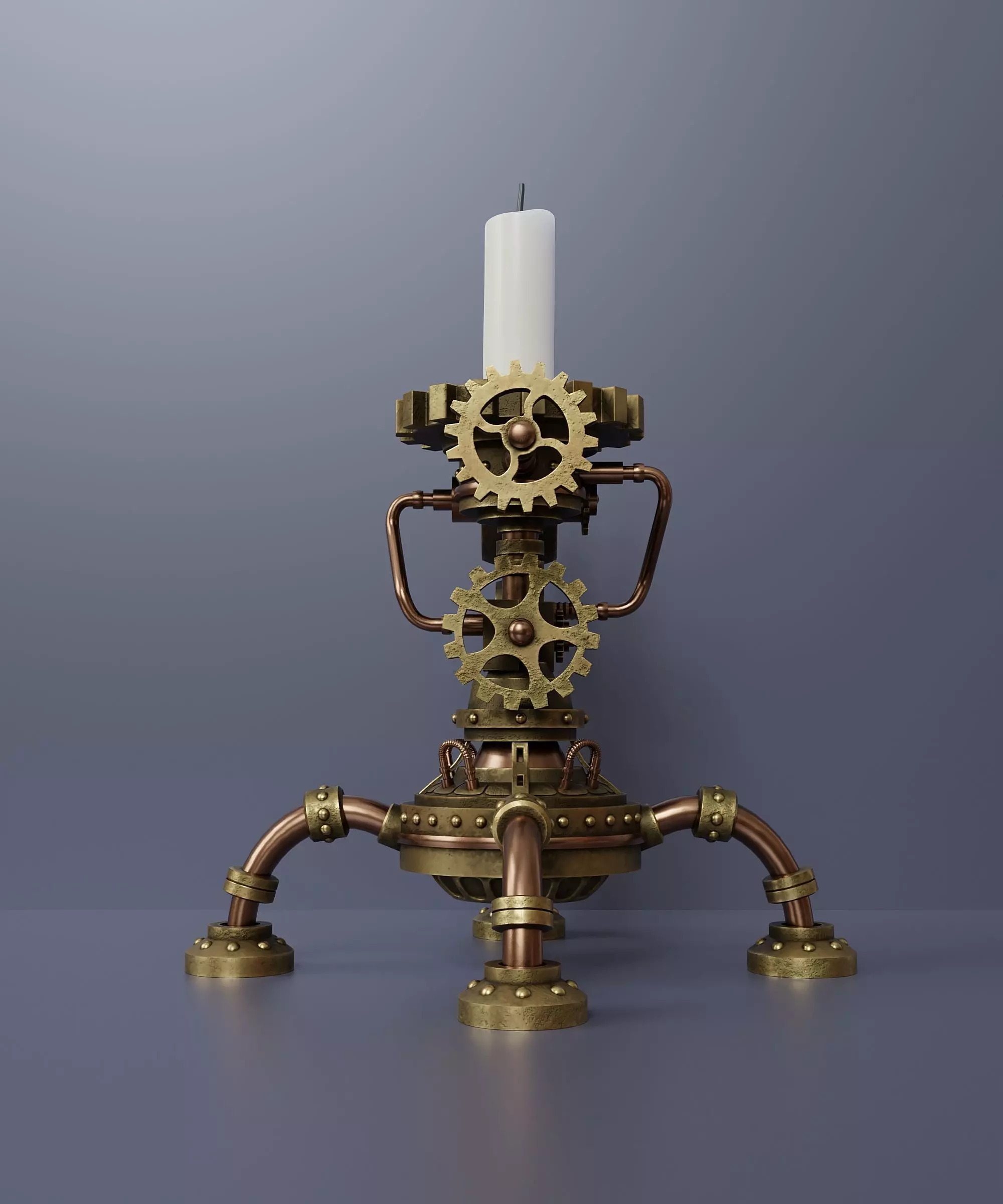 Steampunk Candlestick 7 3D model_3