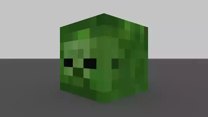 MineCraft zombie head model Low-poly 3D model