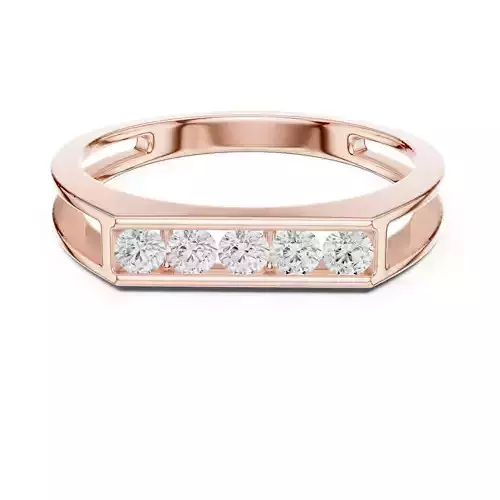 Split Shank Round Diamond Five Stone Men Wedding Band File Video