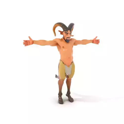 Fantasy Creature Satyr Model Pack with Detailed Horns and Fur Low-poly 3D model