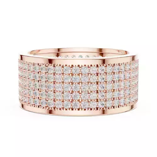 Round Pave Diamond Five Row Wedding Band 3DM STL Video