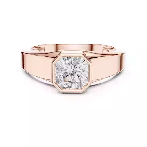 Solitaire Asscher Cut Signet Engagement Ring Men 3DM STL Video 3D print model