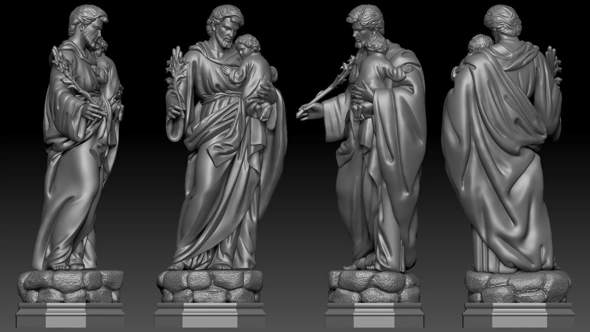 Saint Joseph holding the baby Jesus 3D print model_2