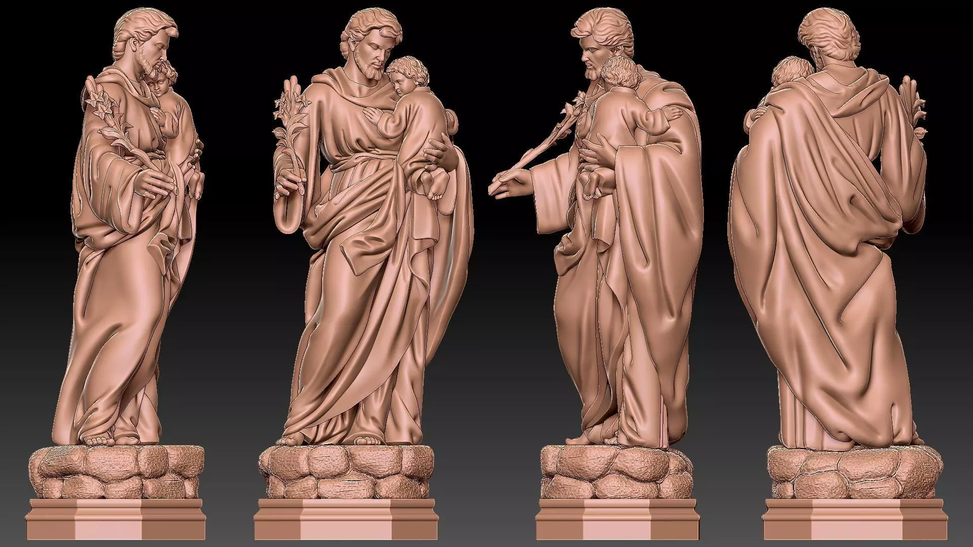 Saint Joseph holding the baby Jesus 3D print model_6