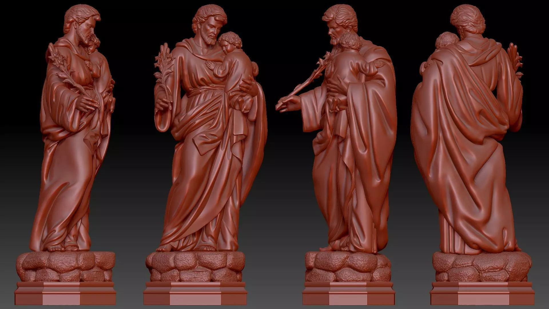 Saint Joseph holding the baby Jesus 3D print model_5